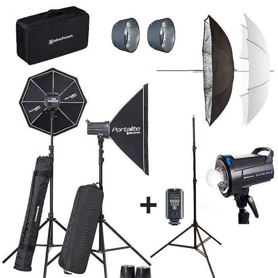 Camera Centre UK Elinchrom D-Lite Rx Three Head Kit 4/4/4 To Go Set | Studio Lighting