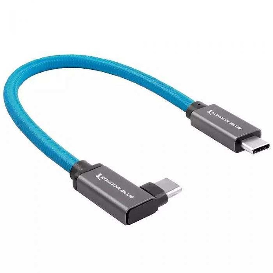 Camera Centre UK Kondor Blue Usb 3.1 Gen 2 Type-C To Usb Type-C Right Angle Cable 12-Inch | Videography