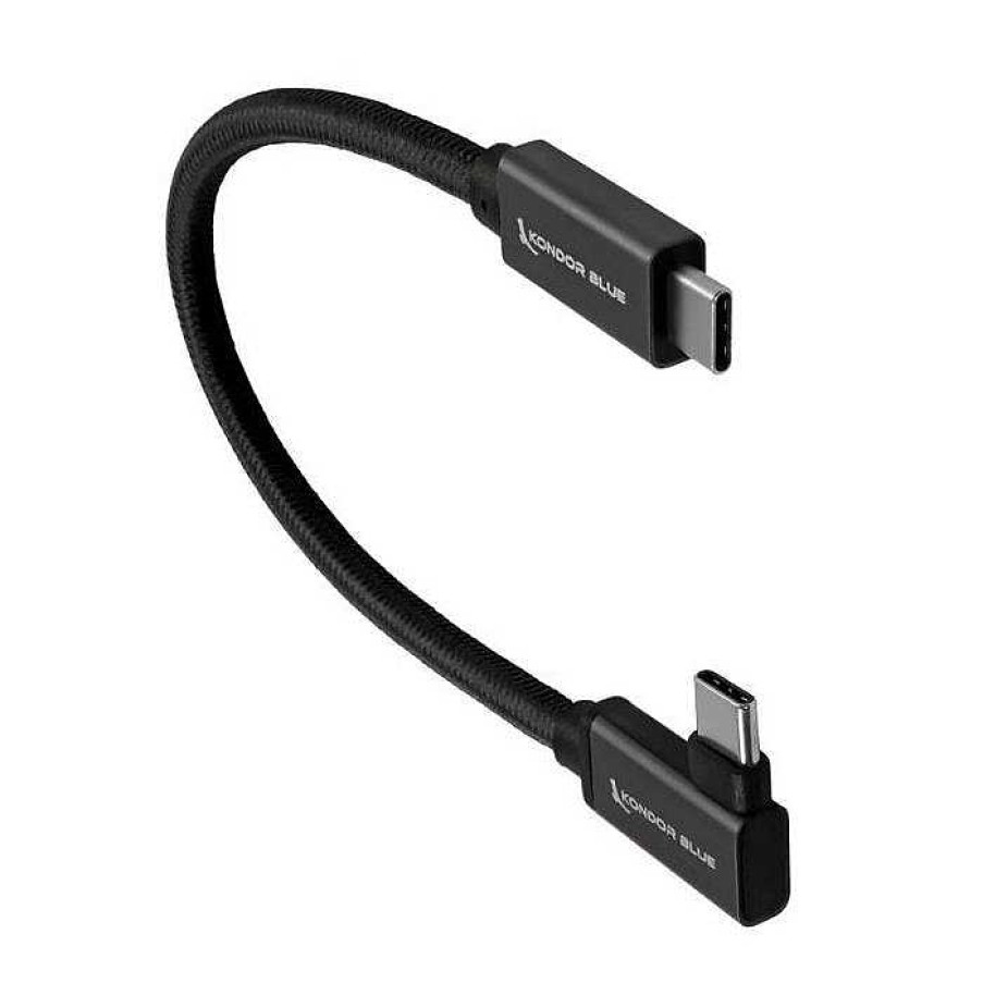 Camera Centre UK Kondor Blue Usb 3.1 Gen 2 Type-C To Usb Type-C Right Angle Cable 12-Inch - Black | Videography